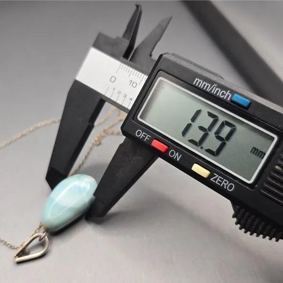 VTG Sterling Silver Larimar Pendant Necklace 18" Teardrop Signed F 6.79g - Picture 10 of 15